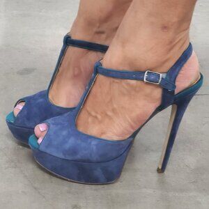 Aldo Blue Suede Platform Heel Size 10